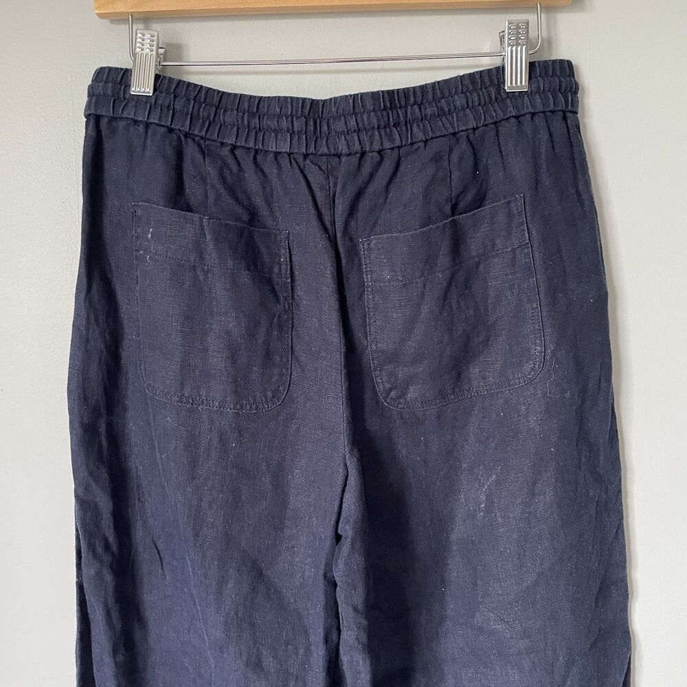 Talbots Cottagecore 100% Linen Cropped Wide Leg Pants Navy Blue Women's Size 2 - Picture 4 of 12